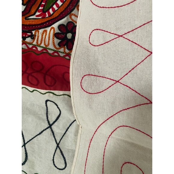 Block Embroidered Indian Cotton Peacock Quilt Light Boho Summer Bedspread Throw - Picture 13 of 16